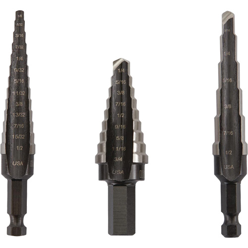 Unibit® Step Drill Set, 3 Pieces, High Speed Steel