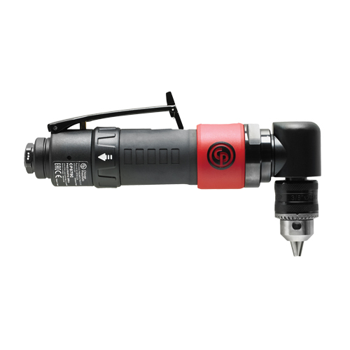 Pneumatic Reversible Angle Drill, 3/8" Chuck, 1/4" NPT Air Inlet, 2000 No Load RPM