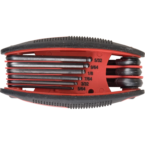 Ball End Folding Hex Key Sets, 9 Pcs., Imperial