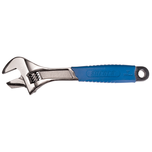 Adjustable Wrench, 12" L, 1-5/8" Max Width, Black