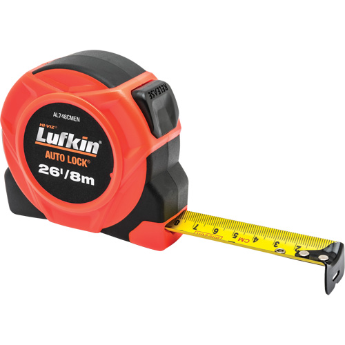 Autolock Measuring Tapes, 1" x 26'/8 m, in/cm Graduations