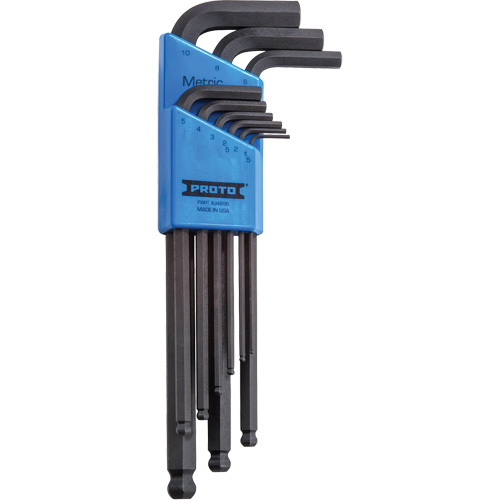 Round Head Hex Key Set, 9 Pcs., Metric