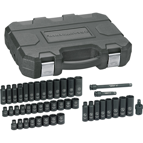SAE/Metric Socket Set, 44 Pcs, Impact, 3/8" Drive Size, Deep