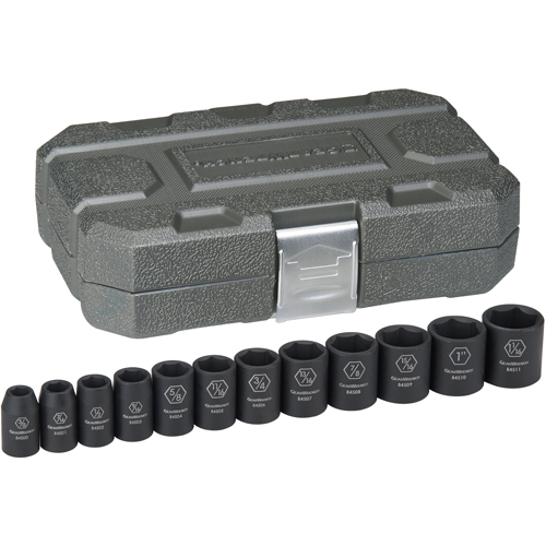Socket Set, 12 Pcs, Impact, 1/2" Drive Size