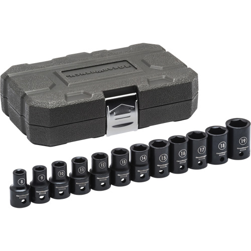 Socket Set, 12 Pcs, Impact, 1/2" Drive Size