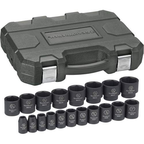 Socket Set, 19 Pcs, Impact, 1/2" Drive Size
