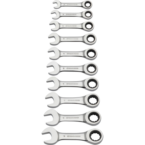 Stubby Wrench Set, Combination, 10 Pieces, Metric