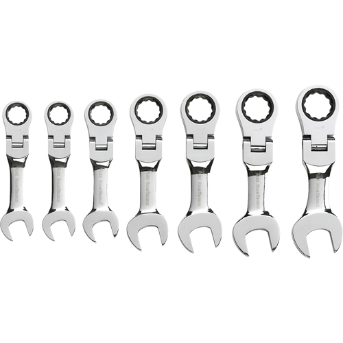 Stubby Wrench Set, Combination, 7 Pieces, Imperial