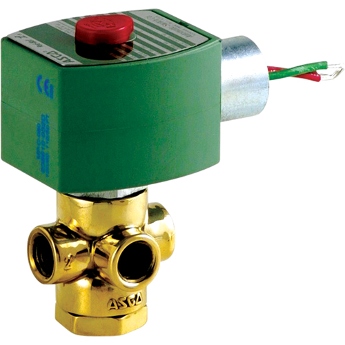 3-Way Direct Acting Universal Solenoid Valves, 1/4" Pipe, 100 psi