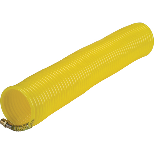 Nylon Coil Air Hoses With Fittings, Air, 1/4" ID x 50' L, Nylon, 200 PSI at 23°C