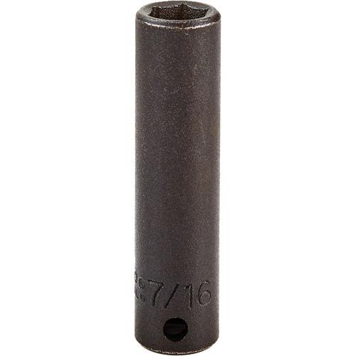 Socket, Impact, 7/16", 3/8" Drive, 6 Points, Deep