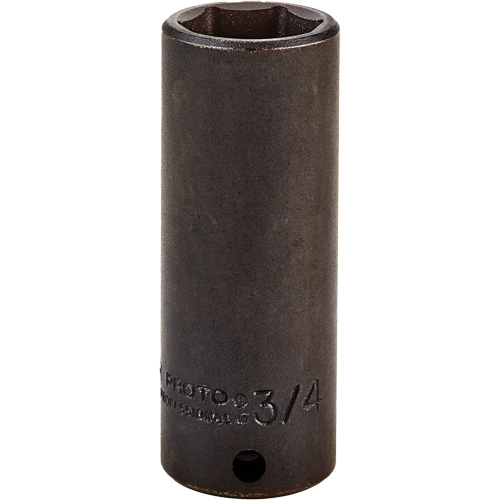 Socket, Impact, 3/4", 3/8" Drive, 6 Points, Deep