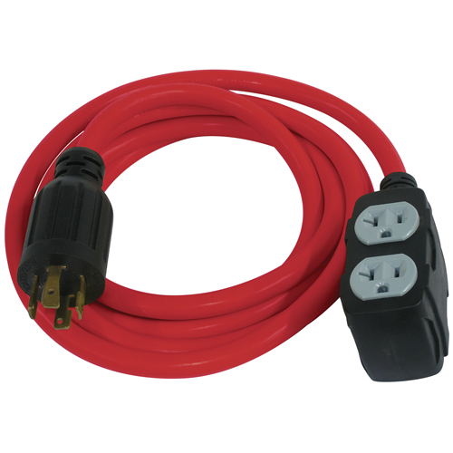 Generator Extension Cord, SJTW, 12/3 AWG, 30 A, 4 Outlet(s), 10'