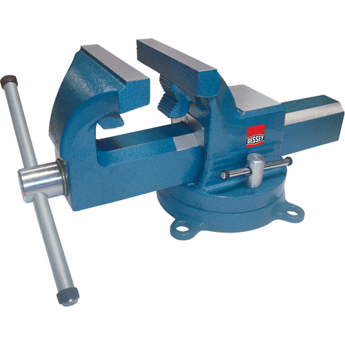 Heavy-Duty Industrial Bench Vises, 5" Jaw Width, 3" Throat Depth