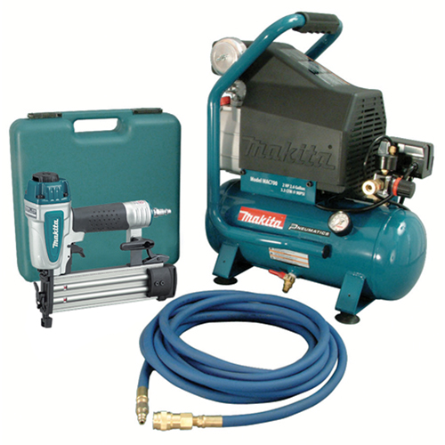 Air Compressor and Brad Nailer Kit, Electric, 2.6 Gal. (3.1 US Gal), 130 PSI, 120/1 V
