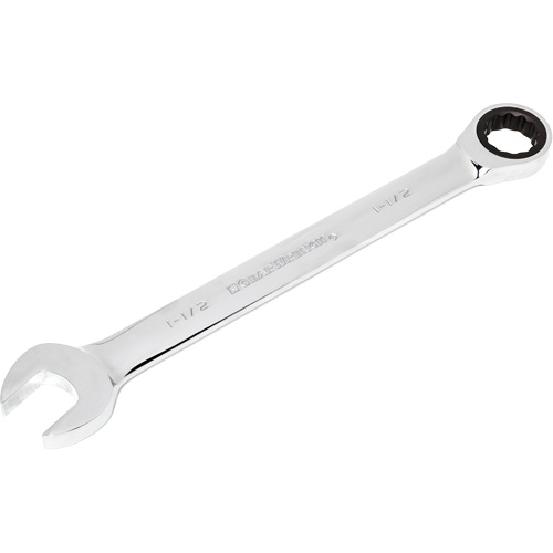 Ratcheting Combination Wrench, 12 Point, 1-1/2", Chrome Finish