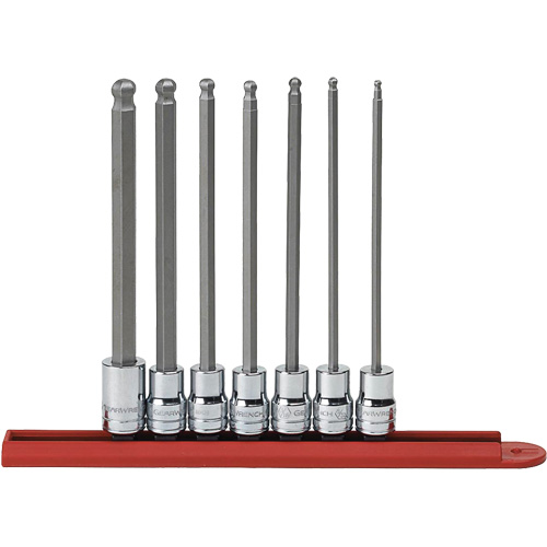 SAE Long Ball End Bit Socket Set, Hex, 3/8" Drive, 7 Pcs