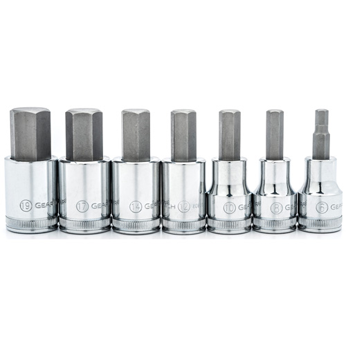 Metric Bit Socket Set, Hex, 1/2" Drive, 7 Pcs