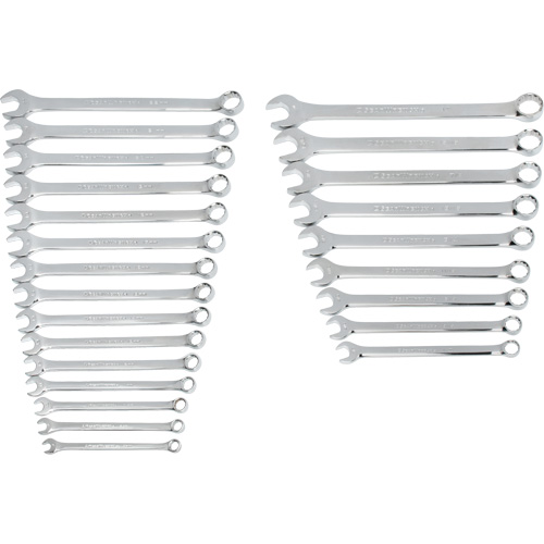 12 Point Long Pattern Wrench Set, Combination, 24 Pieces, Imperial and Metric