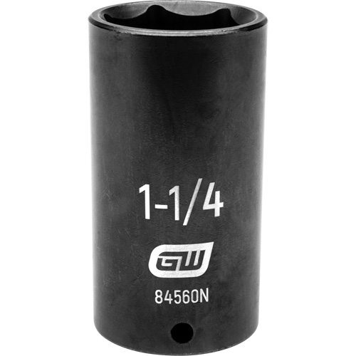 SAE Socket, Impact, 1-1/4", 1/2" Drive, 6 Points, Deep