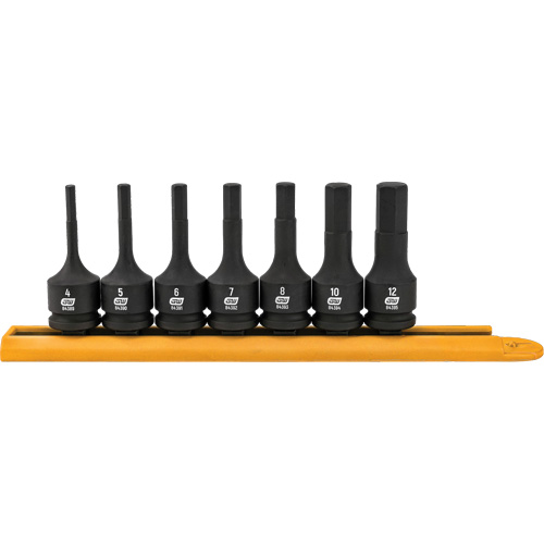 Hex Bit Impact Metric Socket Set, Hex, 3/8" Drive, 7 Pcs