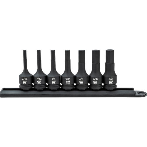 Hex Bit Impact SAE Socket Set, Hex, 3/8" Drive, 7 Pcs