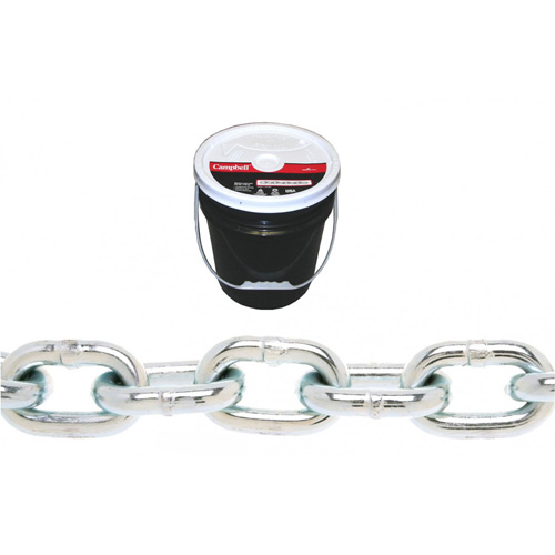 Campbell® Proof Coil Chain, Low Carbon Steel, 3/8" x 63' (19.2 m) L, Grade 30, 2650 lbs. (1.325 tons) Load Capacity