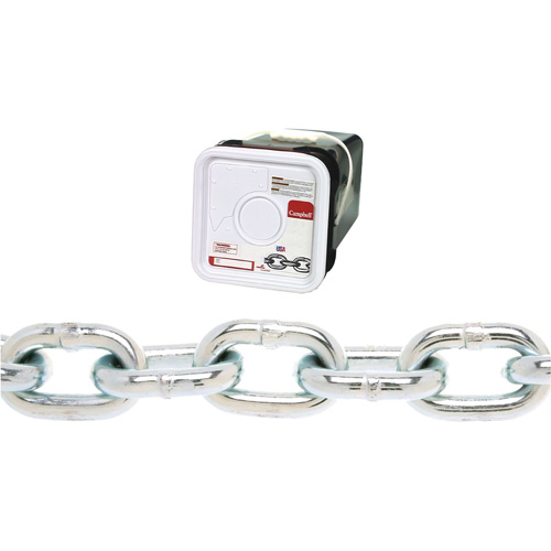 Campbell® Proof Coil Chain, Low Carbon Steel, 5/16" x 75' (22.9 m) L, Grade 30, 1900 lbs. (0.95 tons) Load Capacity