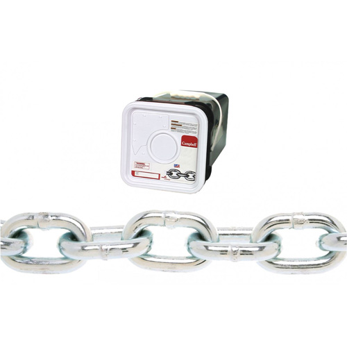 Campbell® Proof Coil Chain, Low Carbon Steel, 3/8" x 45' (13.7 m) L, Grade 30, 2650 lbs. (1.325 tons) Load Capacity