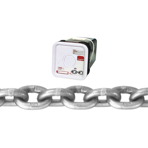 High Test Chain, Carbon Steel, 3/8" x 40' (12.2 m) L, Grade 43, 5400 lbs. (2.7 tons) Load Capacity
