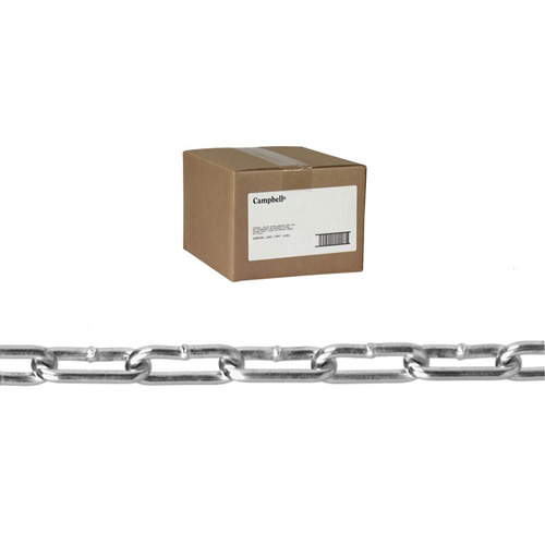 Straight Link Coil Chain, Low Carbon Steel, #1 x 100' (30.4 m) L, 370 lbs. (0.185 tons) Load Capacity