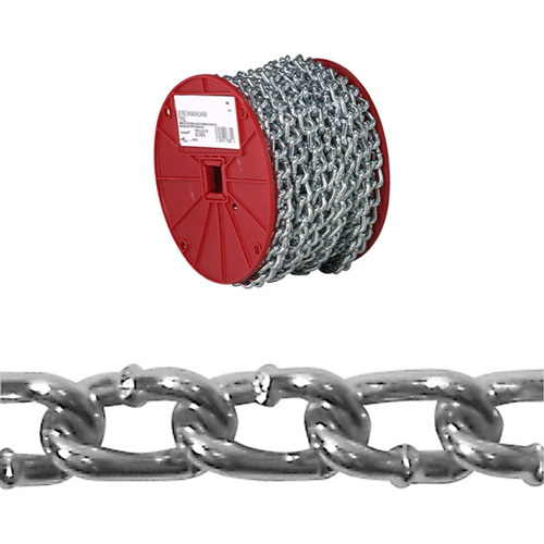 Twist Link Machine Chain, Low Carbon Steel, 2/0 x 70' (21.3 m) L, 520 lbs. (0.26 tons) Load Capacity