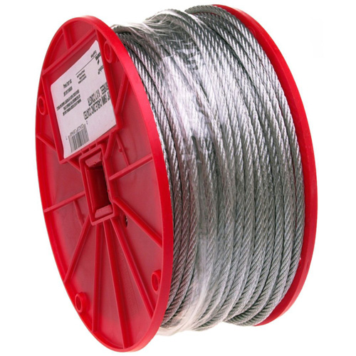 Wire Cable, 250' (76.2 m) x 3/16", 840 lbs. (0.42 tons), Galvanized