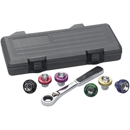 6 Point Magnetic Oil Drain Plug Metric Socket Set, 7 Pieces, 3/8" Drive Size