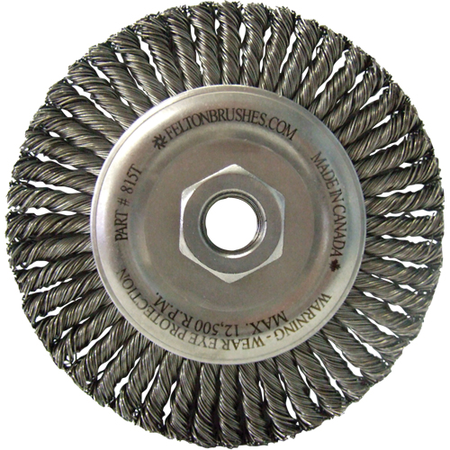 Wire Wheel Brushes, 4" Dia., 0.02" Fill, 5/8"-11 Arbor, Steel