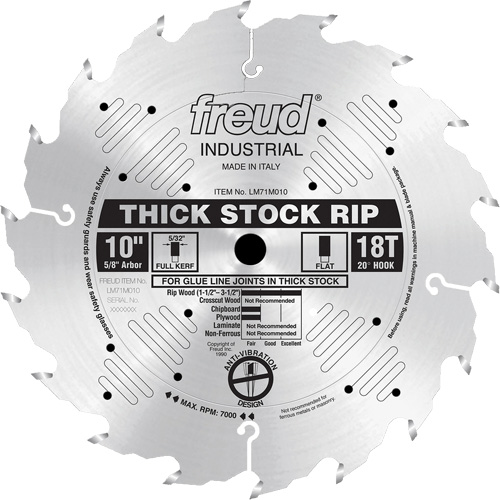 Industrial Saw Blade - Ripping, 10", 18 Teeth, Wood Use