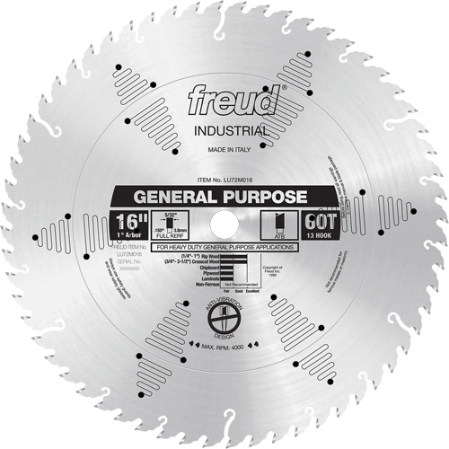 Industrial Saw Blade - General Purpose, 16", 60 Teeth, Wood Use