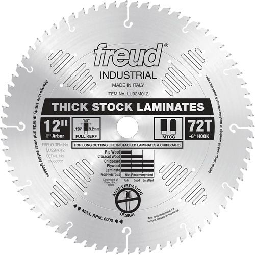 Industrial Saw Blade - Chipboard, 12", 72 Teeth, Laminate Use