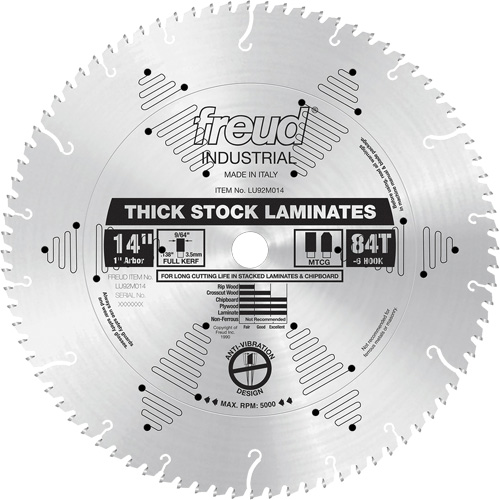 Industrial Saw Blade - Chipboard, 14", 84 Teeth, Laminate Use
