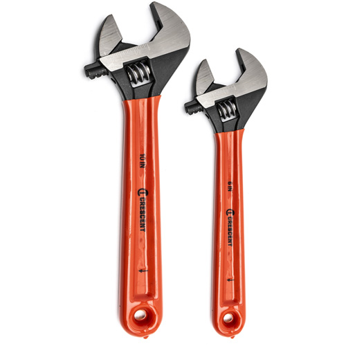 Black Oxide Wrench Set with Cushion Grips, Adjustable, 2 Pieces, Imperial and Metric