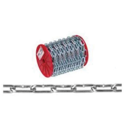 Straight Link Coil Chain, Low Carbon Steel, #4 x 100' (30.4 m) L, 205 lbs. (0.1025 tons) Load Capacity
