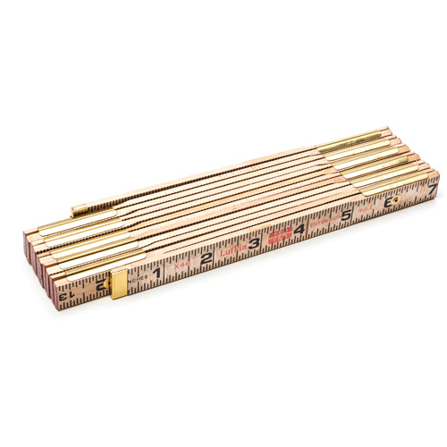 Red End® Rule with Two 6" Slide Rule Extensions, 6' L, Wood, 1/16" Graduations