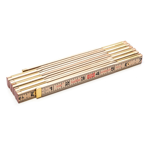 Folding Rule, 6' L, Wood, 1/16" Graduations