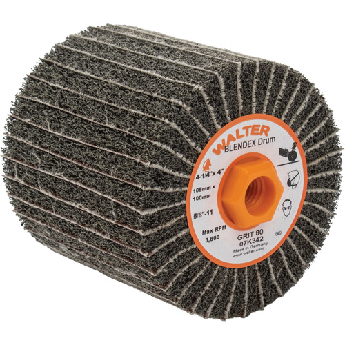 ALLSTEEL Two-In-One™ Finishing Drums, 4-1/4" Dia. x 4" W, 5/8"-11 Arbor, 80 Grit