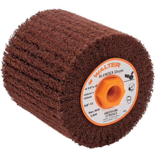 ALLSTEEL Blendex™ Surface Conditioning Drum, 4-1/4" Dia. x 4" W, 5/8"-11 Arbor, Medium Grit