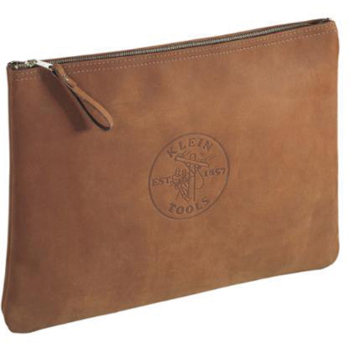 Contractor's Leather Portfolio Zipper Bag, Tool Holder, Leather, 1 Pockets