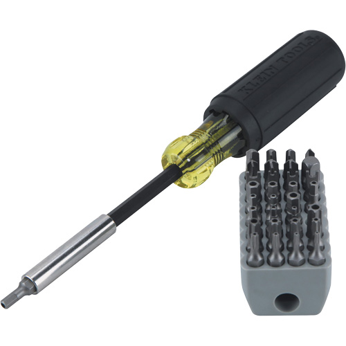 Magnetic Screwdriver with 32-Piece Tamperproof Bit Set, 7-1/2" L, Cushion Grip Handle
