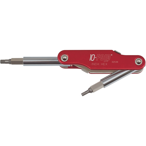 10-Fold Screwdriver/Nut Driver, Fractional Hex, 9-19/32" L, Folding Pocket Style Handle