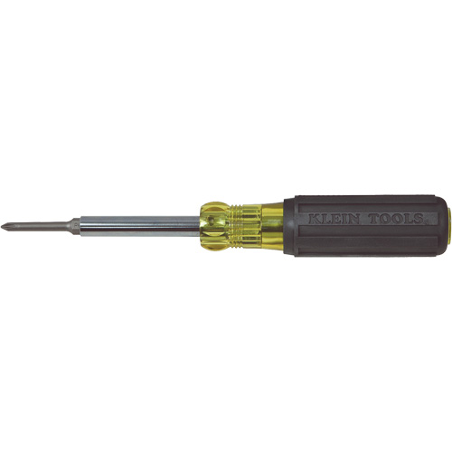 6-in-1 Multi-Bit Screwdriver/Nut Driver, Extended Reach, 9-1/8" L, Cushion Grip Handle