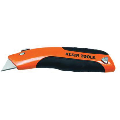 Klein-Kurve® Retractable Utility Knife, Stainless Steel, Heavy-Duty, Rubber Handle